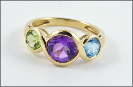 Amethyst, Peridot and Topaz Ring in 14K Yellow Gold MAIN