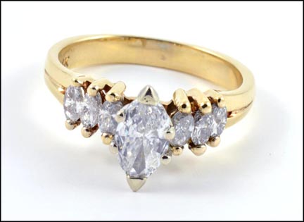 .95 ct., I2 Center Stone Marquise Cut Diamond Ring in 14K Yellow Gold LARGE