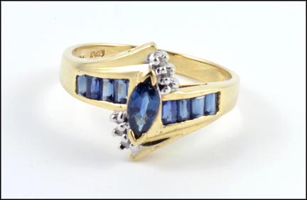 Iolite and Diamond Ring in 10K Yellow Gold MAIN