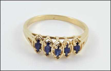 5 Stone Iolite Ring in 10K Yellow Gold MAIN