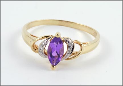 Marquise Cut Amethyst Ring in 10K Yellow Gold MAIN
