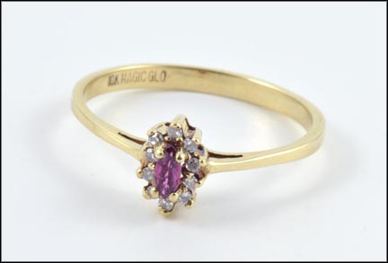 Ruby and Diamond Ring in 10K Yellow Gold LARGE