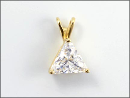 Trillion Cut Cubic Zirconia Pendant in 14K Yellow Gold MAIN
