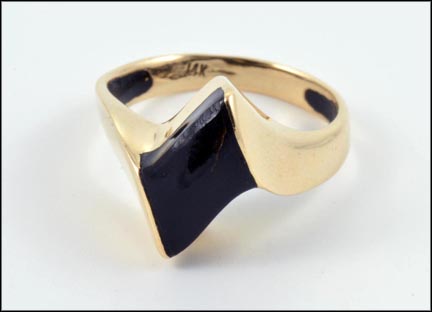 Fancy Cut Onyx Ring in 14K Yellow Gold MAIN