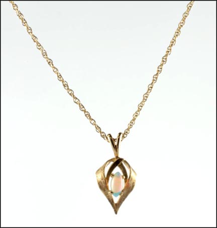 Opal Necklace in 14K Yellow Gold LARGE