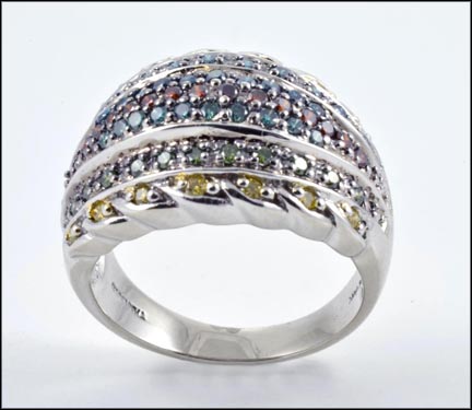 Multi-Colored Diamond Ring in 14K White Gold MAIN