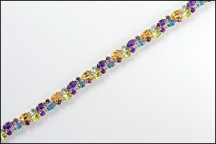 Multi Gemstone Bracelet in 14K Yellow Gold LARGE