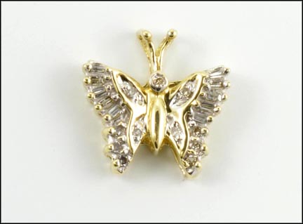 Diamond Butterfly Pendant in 10K Yellow Gold MAIN