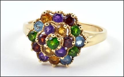 Levian Genuine Stone Cluster Ring in 14K Yellow Gold MAIN