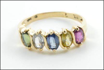 Multi-Colored Sapphire Ring in 14K Yellow Gold MAIN