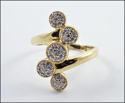 5 Circle Diamond Cluster Ring in 14K Yellow Gold MAIN