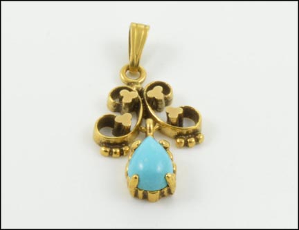 Turquoise Pendant in 14K Yellow Gold MAIN