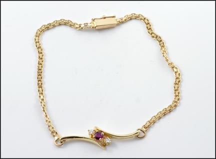 Ruby and Diamond Bracelet in 14K Yellow Gold LARGE