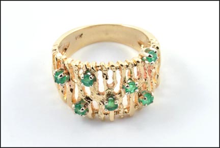 Wide Band with Emeralds in 14K Yellow Gold MAIN