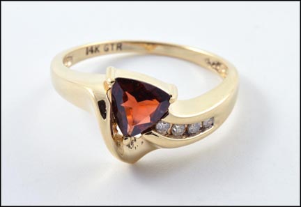Garnet and Diamond Ring in 14K Yellow Gold MAIN