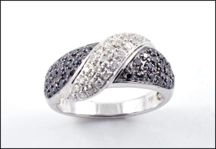Black and White Diamond Band in 14K Yellow Gold LARGE
