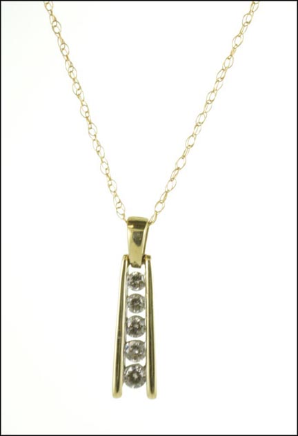 Diamond Necklace in 10K Yellow Gold LARGE