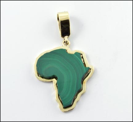 Continent of Africa Malachite Pendant in 14K Yellow Gold MAIN