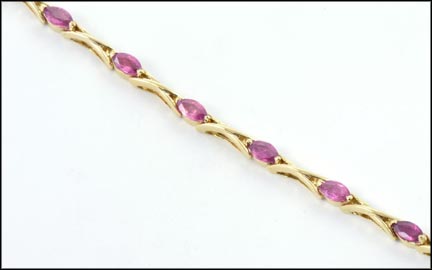 Pink Sapphire Bracelet in 14K Yellow Gold LARGE