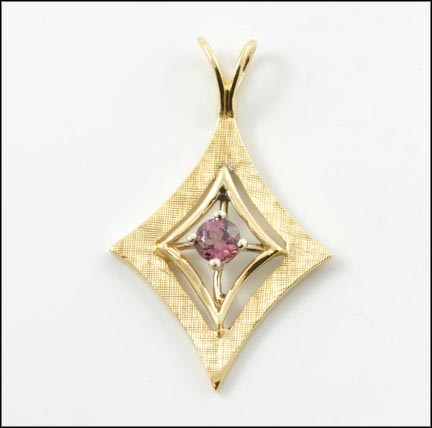 Pink Zircon Pendant in 14K Yellow Gold MAIN