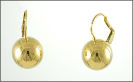 Leverback Ball Earrings in 18K Yellow Gold LARGE