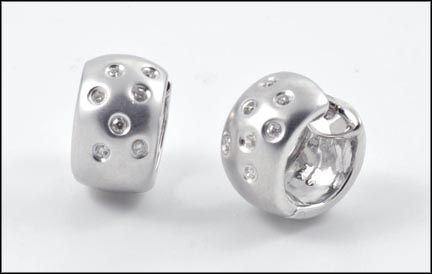 Diamond Huggie Earrings in 14K White Gold LARGE