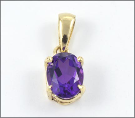 Amethyst Oval Pendant in 14K Yellow Gold MAIN