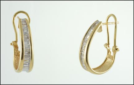 Diamond Hoops Earrings in 14K Yellow Gold LARGE
