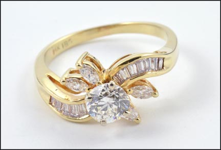 Diamond Engagement Ring in 14K Yellow Gold LARGE