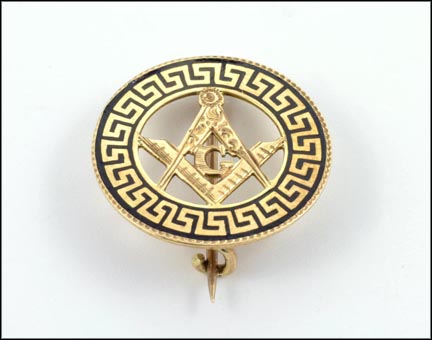Masonic Blue Lodge Pin in Yellow Gold LARGE