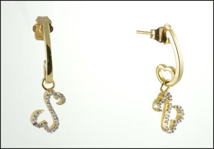 Open Heart Diamond Earrings in 14K Yellow Gold MAIN