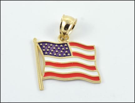 Enameled Flag Pendant in Yellow Gold MAIN