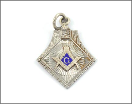 Masonic Blue Lodge Charm in 10K White Gold LARGE