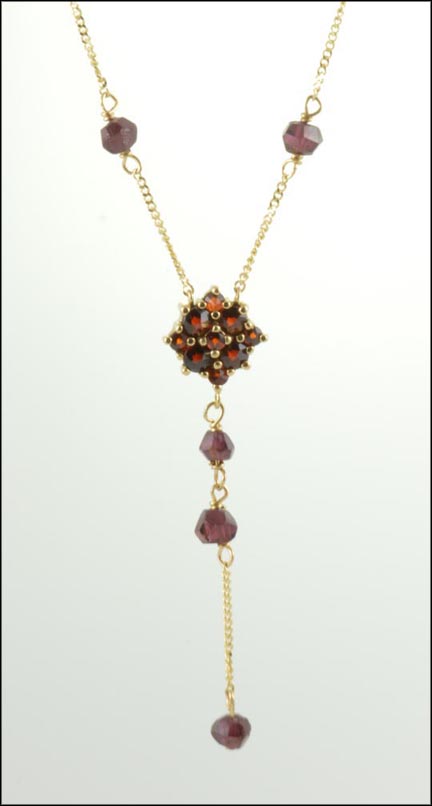 Garnet Necklace in 10K Yellow Gold LARGE