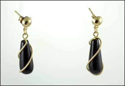 Onyx Dangle Earrings in 14K Yellow Gold MAIN