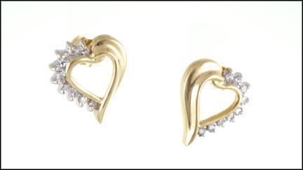 Diamond Heart Earrings in 14K Yellow Gold MAIN