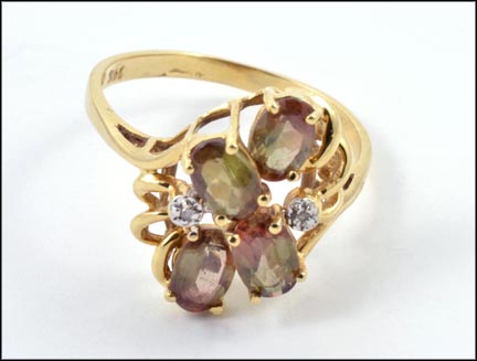 Andalusite Cluster Ring in 14K Yellow Gold LARGE
