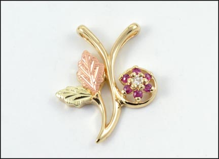 Ruby Pendant in 10K Yellow and Rose Gold LARGE