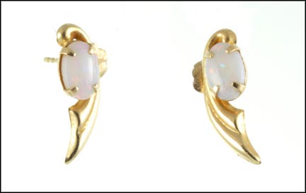 Opal Earrings in 14K Yellow Gold LARGE