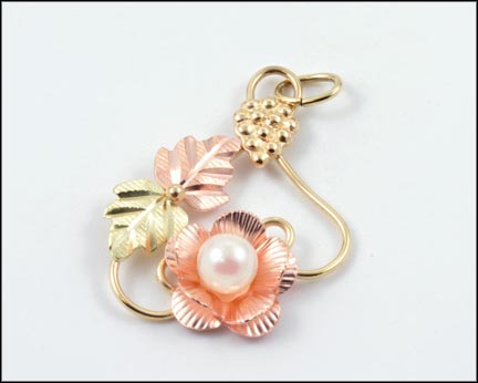 Floral and Pearl Charm in 10K Rose Gold MAIN