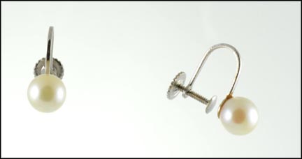 Pearl Screwback Earrings in 14K White Gold MAIN