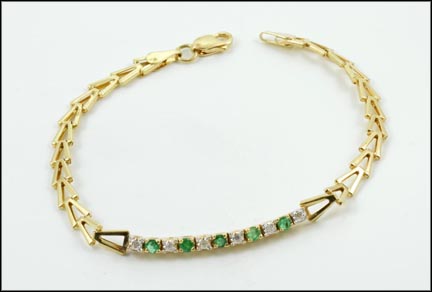Emerald and Diamond Bracelet in 14K Yellow Gold MAIN