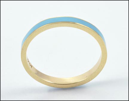 Light Blue Enameled Band in 14K Yellow Gold LARGE