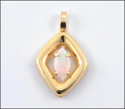 Opal Pendant in 14K Yellow Gold LARGE