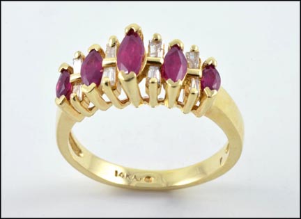 Ruby and Diamond Ring in 14K Yellow Gold LARGE
