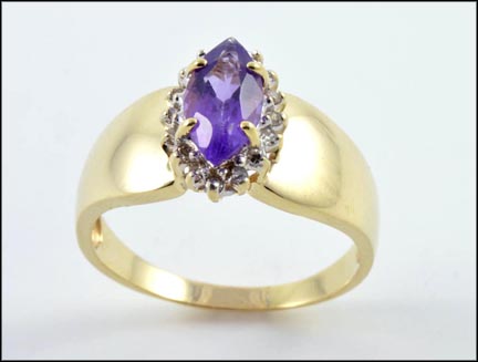 Amethyst and Diamond Ring in 14K Yellow Gold MAIN