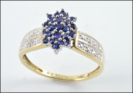 Sapphire Cluster Ring in 10K Yellow Gold MAIN