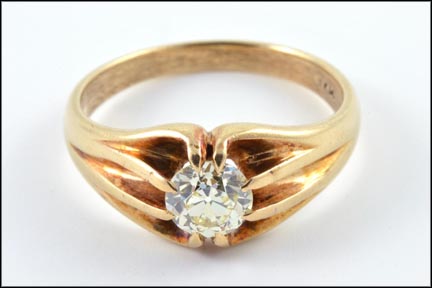 Euro Diamond Ring in 14K Yellow Gold LARGE