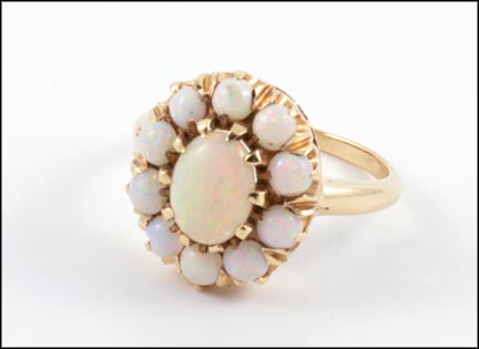 Opal Cluster Ring in 14K Yellow Gold LARGE