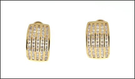 Omega Back Diamond Earrings in 18K Yellow Gold MAIN